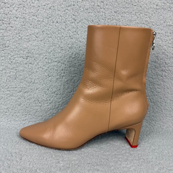 Aeyde Boots Womens 8 / EU 39 Shoes Tan Brown Ivy Leather Ankle Zip Booties Heels - Picture 2 of 11